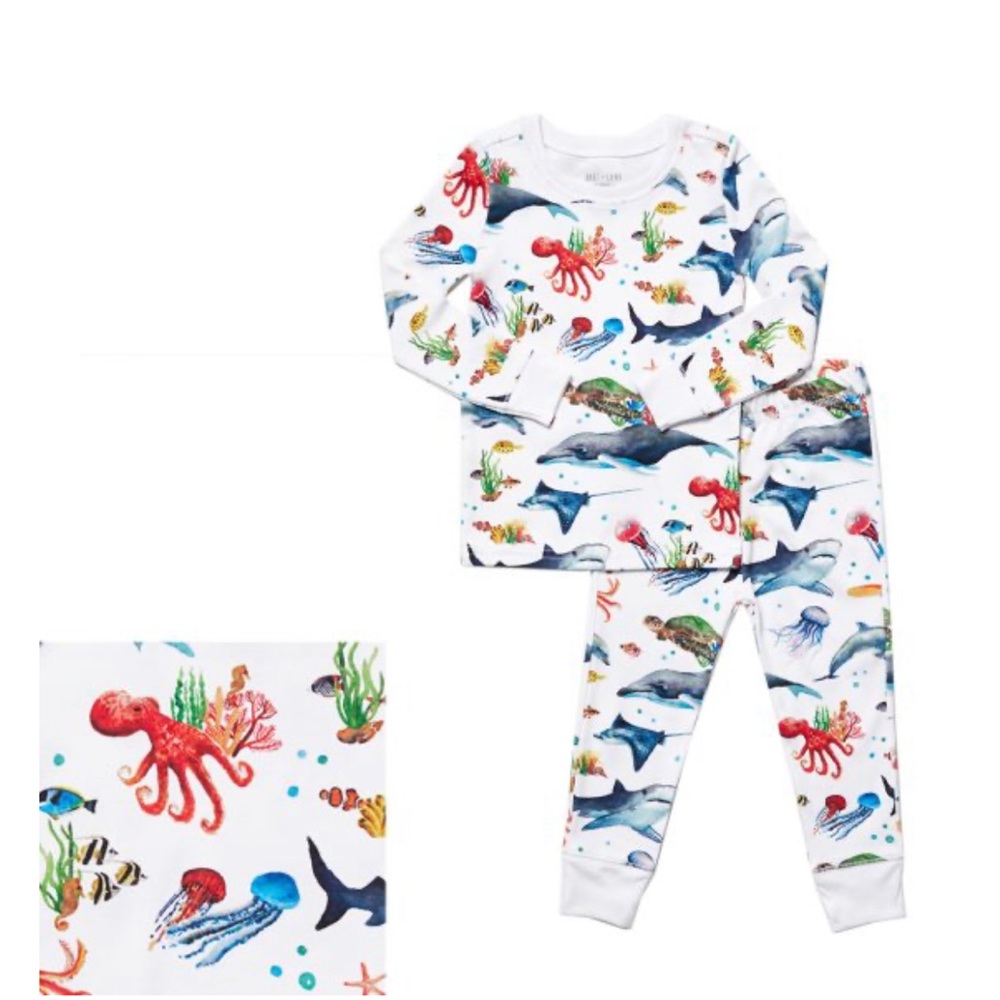 BNWT Hart + Land Kids Under The Sea Pajamas Pima